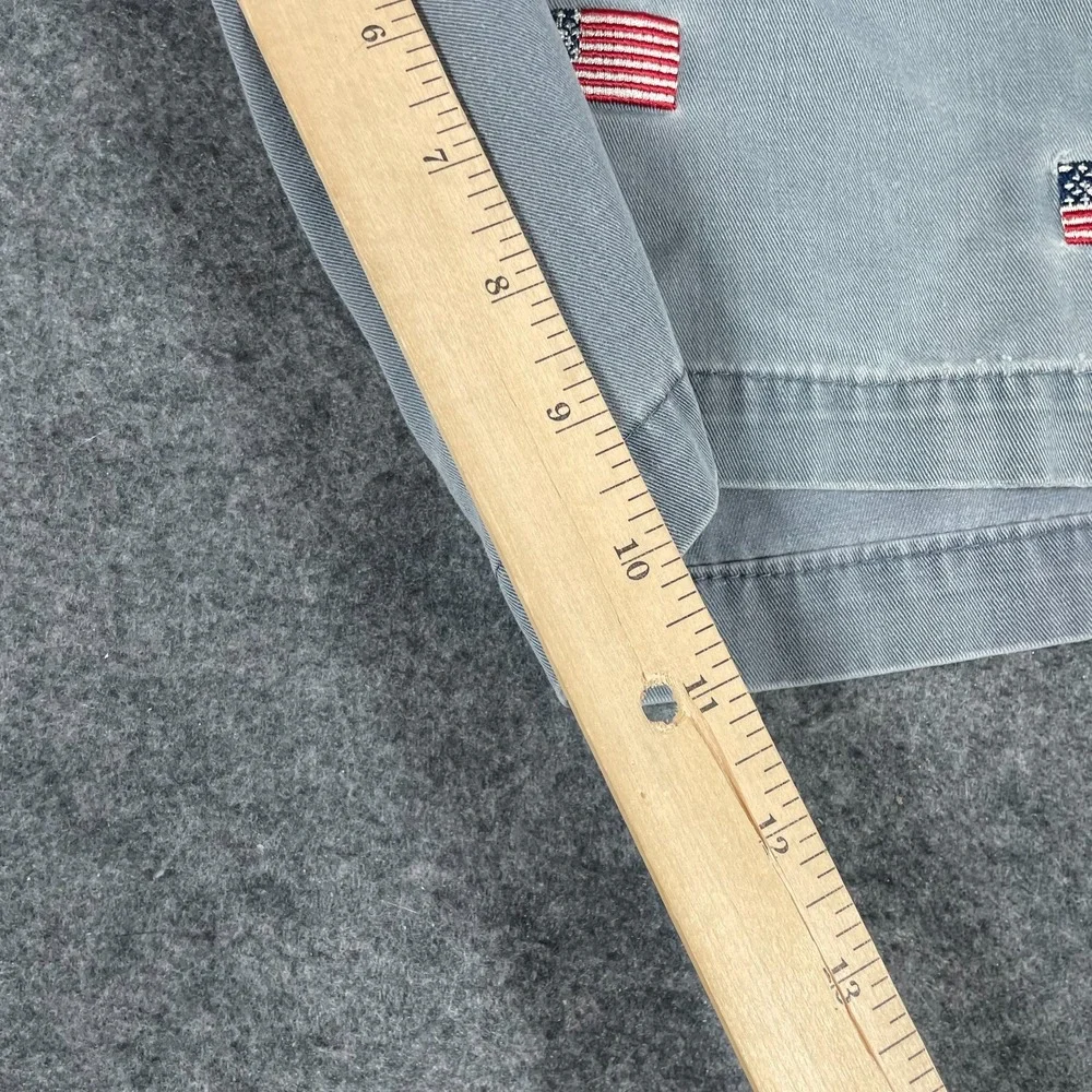 Orivis Shorts Mens 40 Blue Faded Flat Front USA Flag Embroidered Retro‎ Fishing
